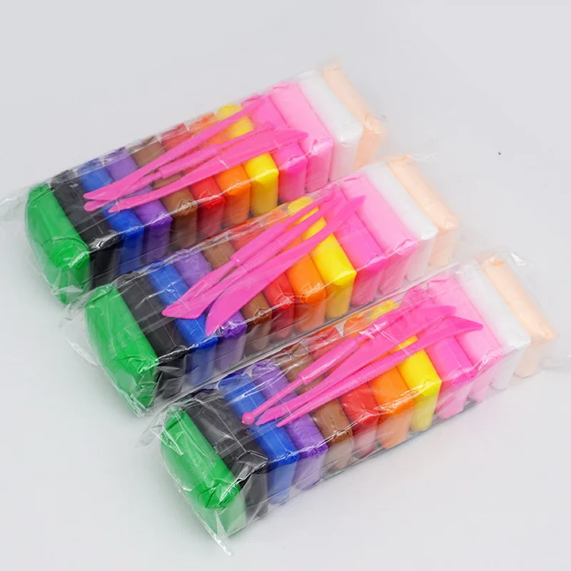 

36 Colors слайм Super Light Clay with 3 Tools Air Drying Light Plasticine Modelling Clay Handmade Educational 5D Toys Blue Clay